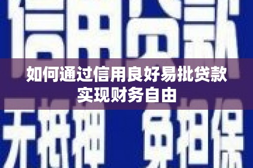 台山如何通过信用良好易批贷款实现财务自由